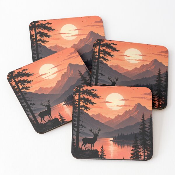 Item preview, Mountain Sunset Deer Silhouette designed and sold by MKDSN.