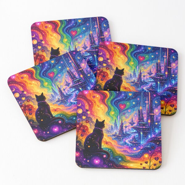 Item preview, Future Cat Lucid Dreamscape Rainbow Cosmic City designed and sold by Mindworx21.