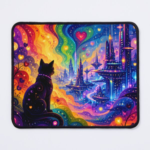 Item preview, Future Cat Lucid Dreamscape Rainbow Cosmic City designed and sold by Mindworx21.