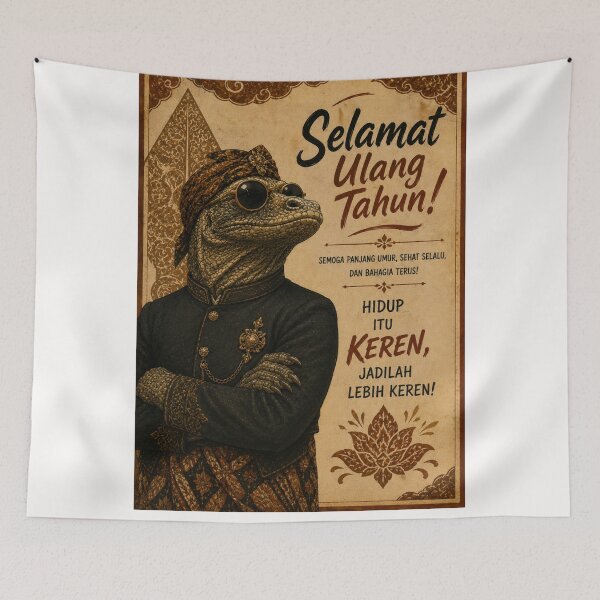 Item preview, Javanese Komodo Birthday Greeting with Batik Heritage designed and sold by Places On Earth.