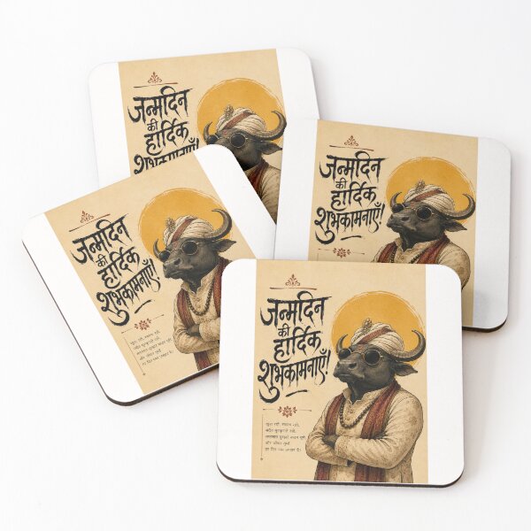 Item preview, Buffalo Maharaja Birthday Greeting with Hindi Typography designed and sold by Places On Earth.