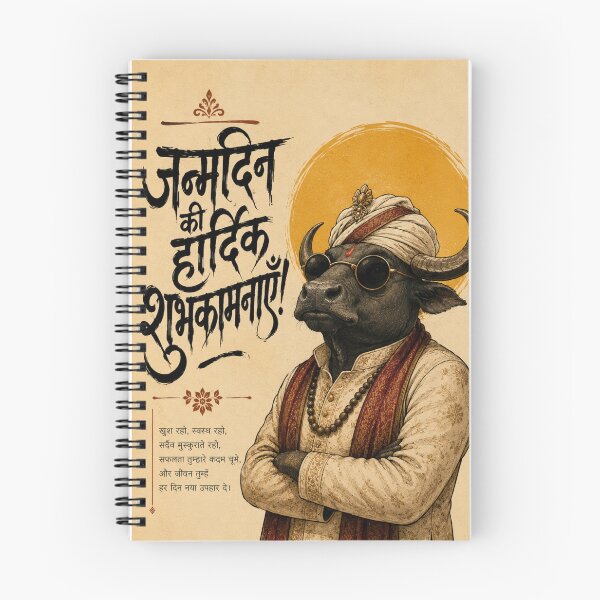 Item preview, Buffalo Maharaja Birthday Greeting with Hindi Typography designed and sold by Places On Earth.
