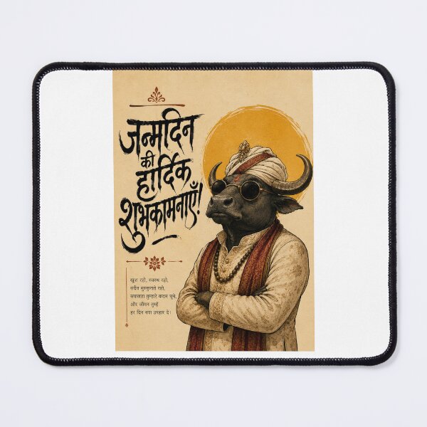 Item preview, Buffalo Maharaja Birthday Greeting with Hindi Typography designed and sold by Places On Earth.