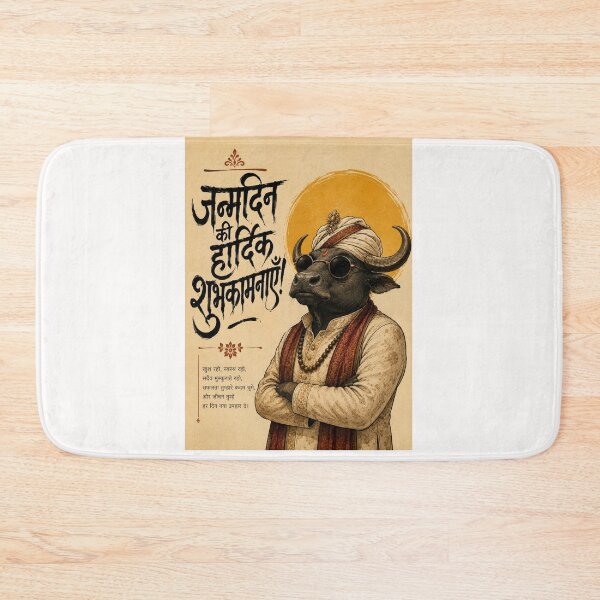 Item preview, Buffalo Maharaja Birthday Greeting with Hindi Typography designed and sold by Places On Earth.