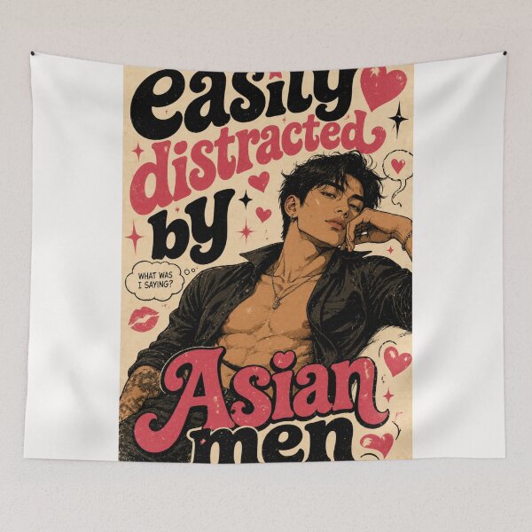 Item preview, Easy Distracted by Asian Men Retro Romance Typography designed and sold by Places On Earth.