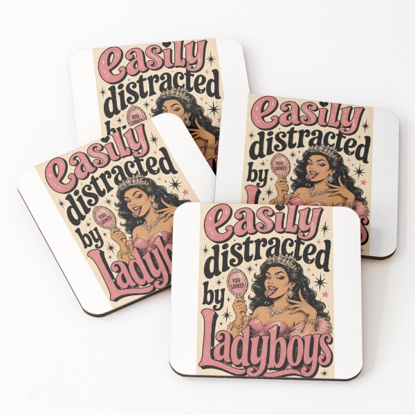 Item preview, Easy Distracted by Ladyboys Glam Cabaret Typography designed and sold by Places On Earth.
