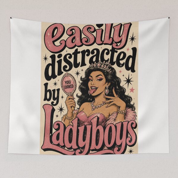 Item preview, Easy Distracted by Ladyboys Glam Cabaret Typography designed and sold by Places On Earth.