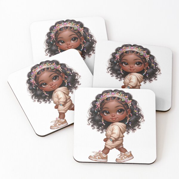 Item preview, Cute Melanin Girl with Curly Afro Hair Clipart designed and sold by Alaa_marketing_2022.
