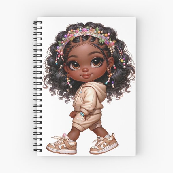 Item preview, Cute Melanin Girl with Curly Afro Hair Clipart designed and sold by Alaa_marketing_2022.