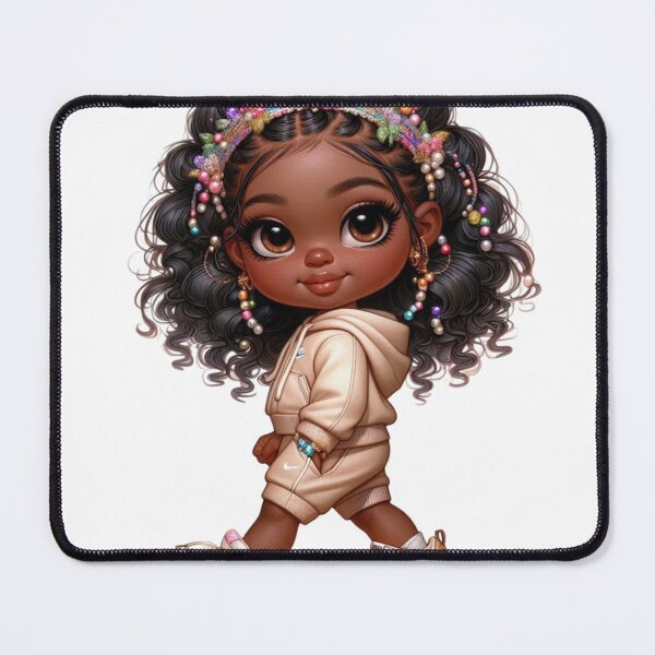 Item preview, Cute Melanin Girl with Curly Afro Hair Clipart designed and sold by Alaa_marketing_2022.