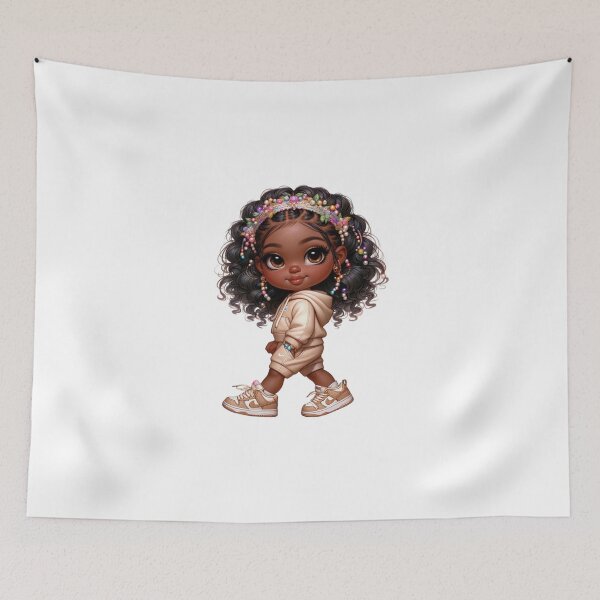Item preview, Cute Melanin Girl with Curly Afro Hair Clipart designed and sold by Alaa_marketing_2022.