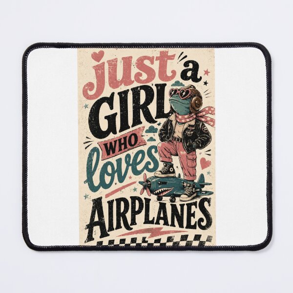 Item preview, Just a Girl Who Loves Airplanes Retro Aviator Frog designed and sold by Places On Earth.