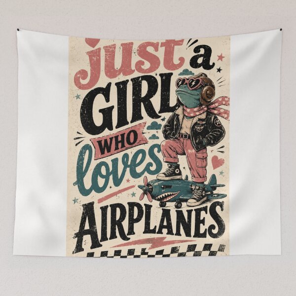 Item preview, Just a Girl Who Loves Airplanes Retro Aviator Frog designed and sold by Places On Earth.