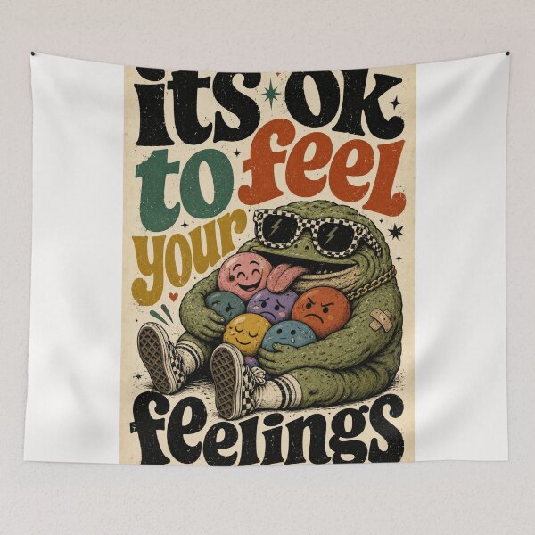 Item preview, It’s OK to Feel Your Feelings Retro Monster Quote designed and sold by Places On Earth.