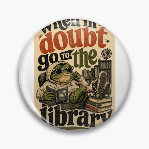 Item preview, When in Doubt Go to the Library Frog Reader Quote designed and sold by Places On Earth.