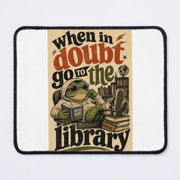 Item preview, When in Doubt Go to the Library Frog Reader Quote designed and sold by Places On Earth.