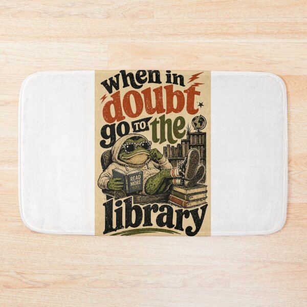 Item preview, When in Doubt Go to the Library Frog Reader Quote designed and sold by Places On Earth.