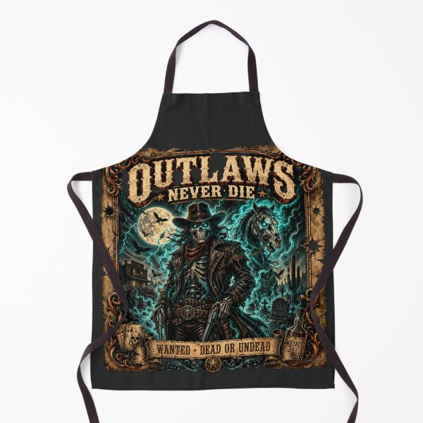 Item preview, Outlaws Never Die – Haunted Western Cowboy Skeleton Vintage Gothic Poster T-Shirt designed and sold by GardenReign.