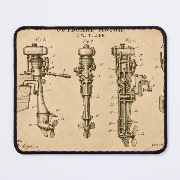 Item preview, Outboard Motor Patent Print · Vintage Technical Wall Art · Boat Gift designed and sold by Savannah North.