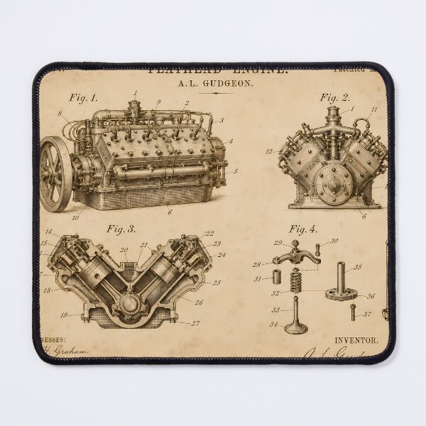 Item preview, Flathead Engine Patent Print · Vintage Technical Wall Art · Car Enthusiast Gift designed and sold by Savannah North.