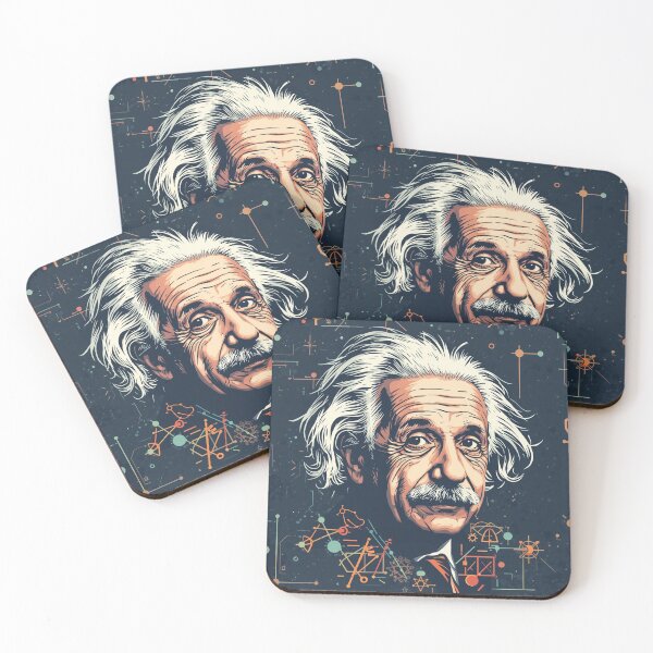 Item preview, 1. TITLE Albert Einstein Portrait with Science and Physics Symbols Illustrated Genius designed and sold by Owcomm.