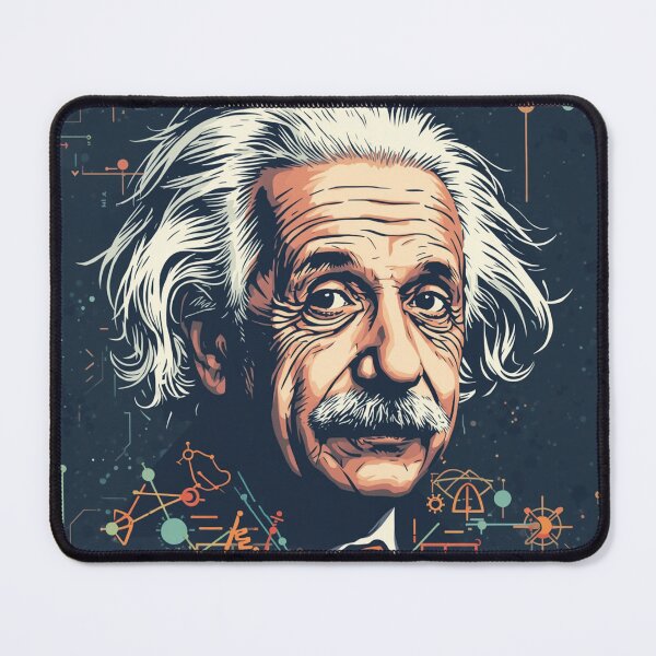 Item preview, 1. TITLE Albert Einstein Portrait with Science and Physics Symbols Illustrated Genius designed and sold by Owcomm.