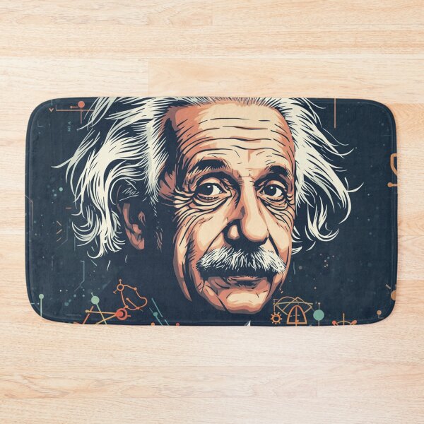 Item preview, 1. TITLE Albert Einstein Portrait with Science and Physics Symbols Illustrated Genius designed and sold by Owcomm.