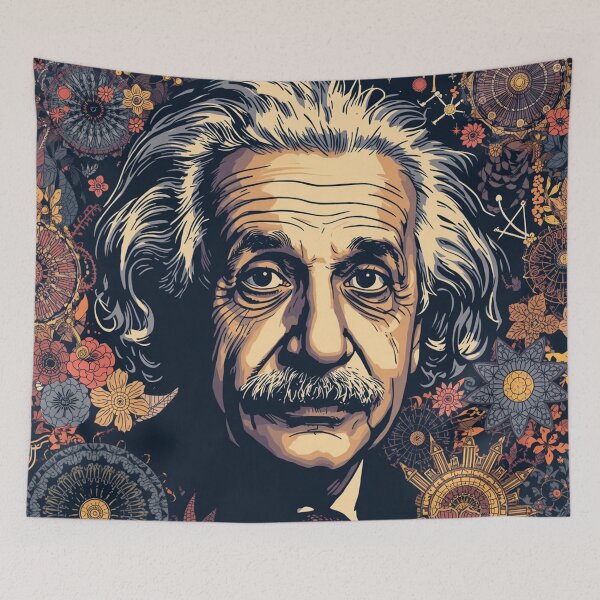 Item preview, Albert Einstein Pop Art Portrait with Floral and Cosmic Mandala designed and sold by Owcomm.