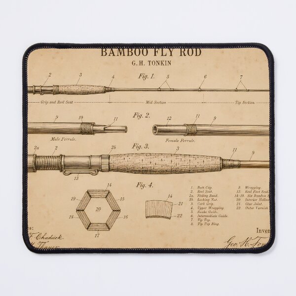 Item preview, Bamboo Fly Rod Patent Print · Vintage Technical Wall Art · Fly Fisher Gift designed and sold by Savannah North.