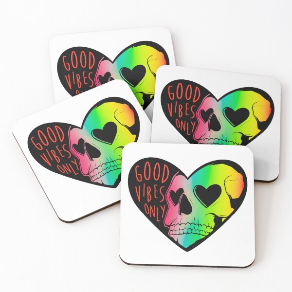 Item preview, Good Vibes Only Skull Holographic Aesthetic  designed and sold by ShurikenStar.