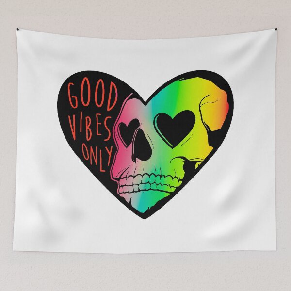 Item preview, Good Vibes Only Skull Holographic Aesthetic  designed and sold by ShurikenStar.