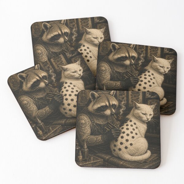 Item preview, Retro Raccoon Smoking Pipe Tattoo Artist Funny Wild Meme designed and sold by YourArt7.