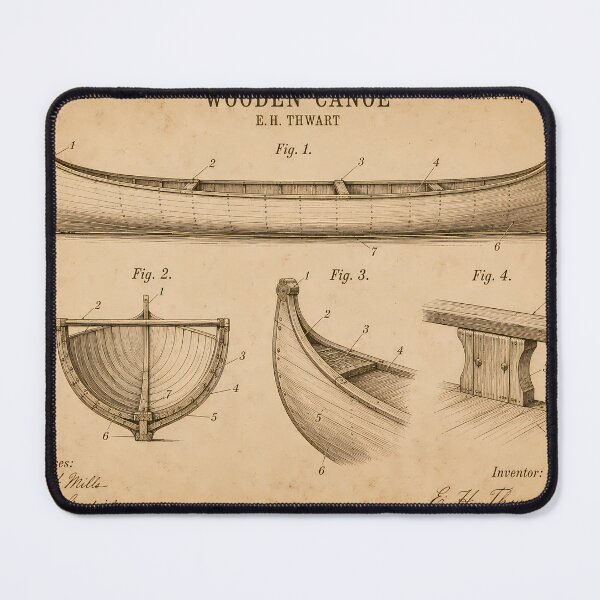 Item preview, Wooden Canoe Patent Print · Vintage Technical Wall Art · Paddler Gift designed and sold by Savannah North.