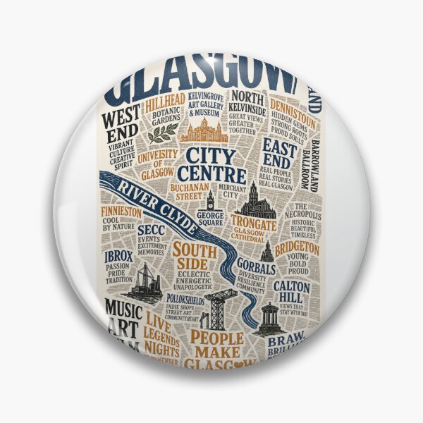 Item preview, Glasgow Map Scotland River Clyde Kelvingrove George Square Urban Heritage  designed and sold by Aryabek.