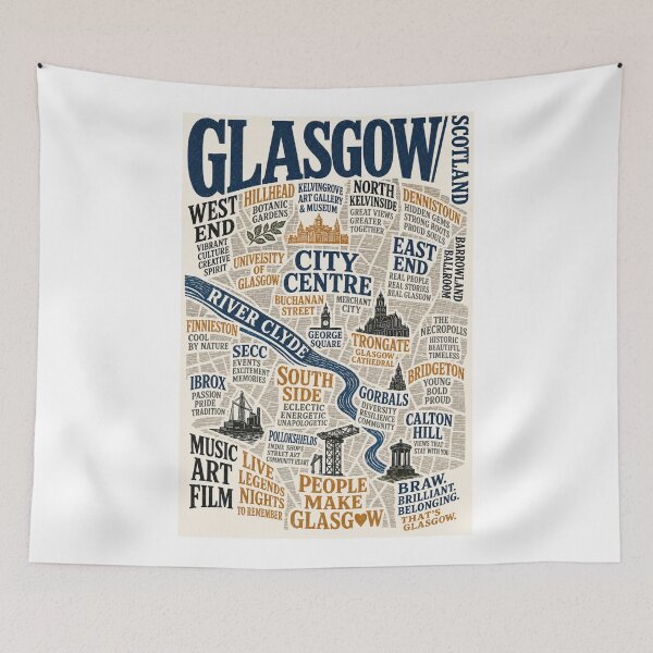 Item preview, Glasgow Map Scotland River Clyde Kelvingrove George Square Urban Heritage  designed and sold by Aryabek.