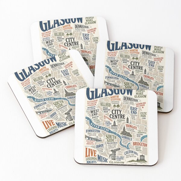 Item preview, Glasgow Map Scotland Merchant City River Clyde Cathedral Cultural Map Title designed and sold by Aryabek.