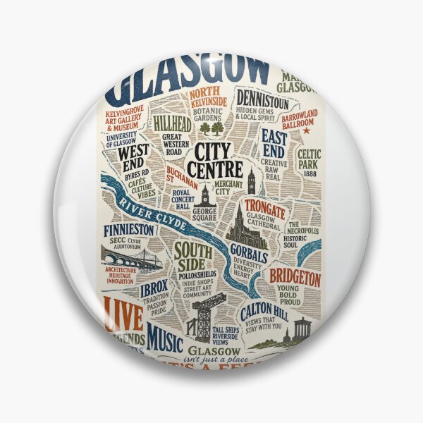 Item preview, Glasgow Map Scotland Merchant City River Clyde Cathedral Cultural Map Title designed and sold by Aryabek.