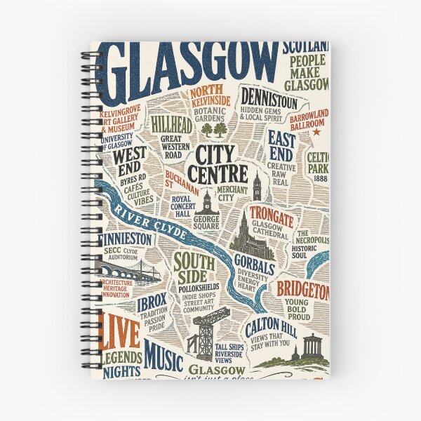 Item preview, Glasgow Map Scotland Merchant City River Clyde Cathedral Cultural Map Title designed and sold by Aryabek.