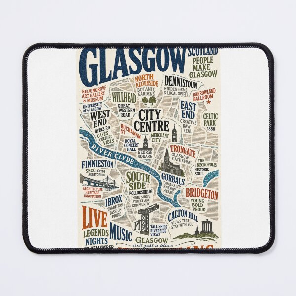 Item preview, Glasgow Map Scotland Merchant City River Clyde Cathedral Cultural Map Title designed and sold by Aryabek.