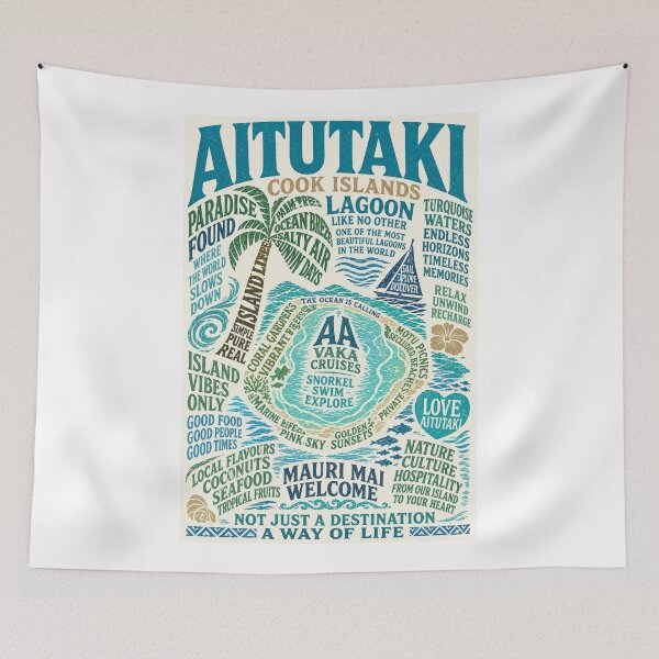 Item preview, Aitutaki Cook Islands Lagoon Paradise Polynesian Island Escape designed and sold by Aryabek.