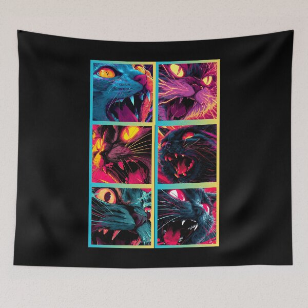 Item preview, Neon Rage Cats – Cyber Claw Fury designed and sold by Szpaku desart .