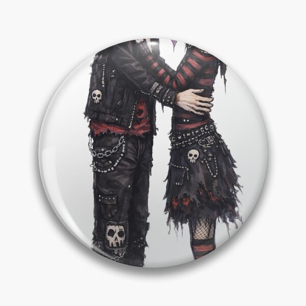 Item preview, Gothic Romance Hug Art - Creepy Cute Stitched Emo Couple Illustration designed and sold by kitastylish.