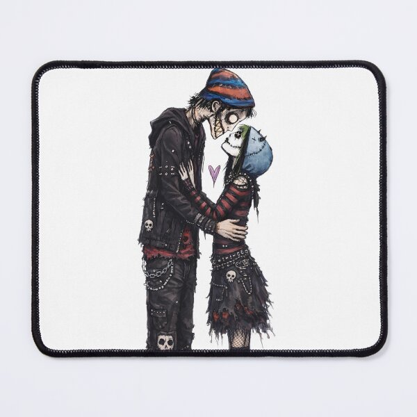 Item preview, Gothic Romance Hug Art - Creepy Cute Stitched Emo Couple Illustration designed and sold by kitastylish.