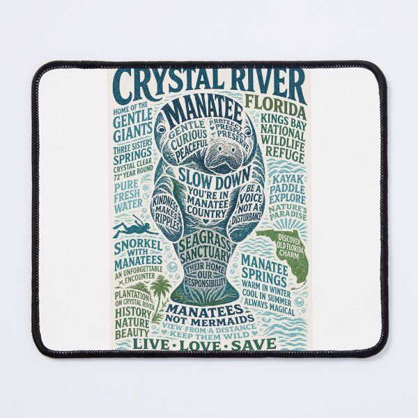 Item preview, Crystal River Florida Manatee Springs Kings Bay Wildlife Travel Poster designed and sold by Aryabek.