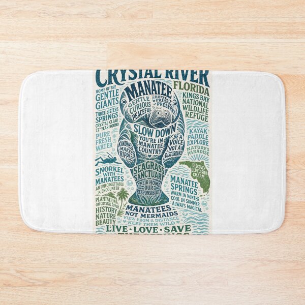 Item preview, Crystal River Florida Manatee Springs Kings Bay Wildlife Travel Poster designed and sold by Aryabek.