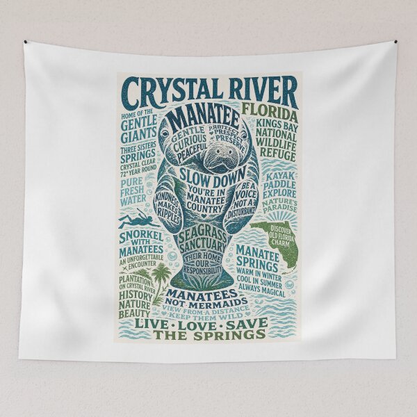 Item preview, Crystal River Florida Manatee Springs Kings Bay Wildlife Travel Poster designed and sold by Aryabek.