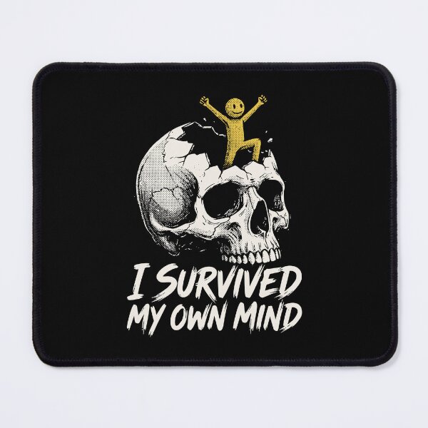 Item preview, I Survived My Own Mind Skull Grunge Dark Humor Mental Health designed and sold by cabana.space.