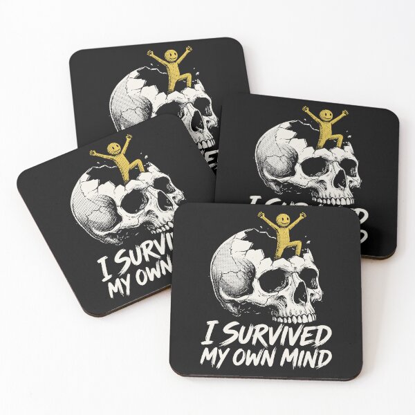Item preview, I Survived My Own Mind Skull Grunge Dark Humor Mental Health designed and sold by cabana.space.