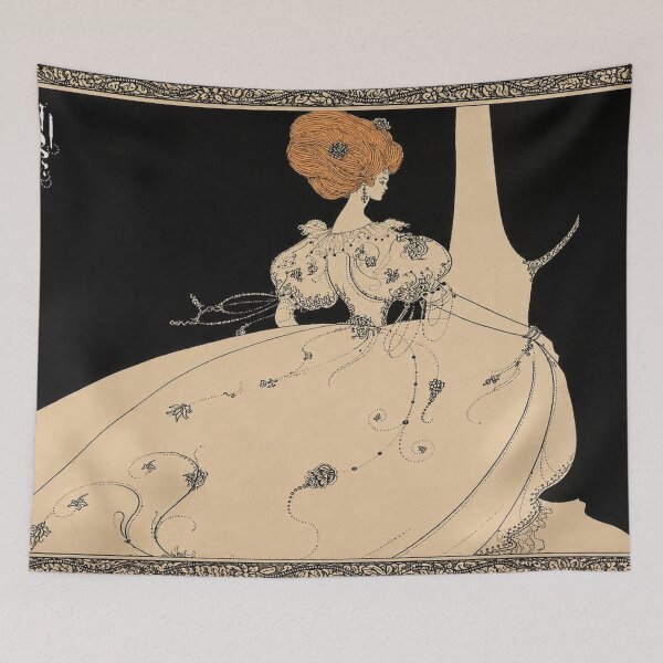 Item preview, Elegant Figure by a Curtain - Art Nouveau Vintage Elegant Lady Wall Art for Classic Decor Lovers designed and sold by RickE.