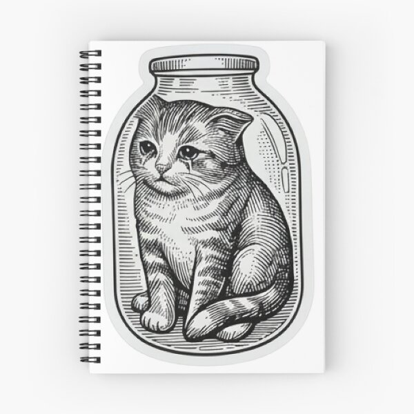 Item preview, Sad Cat in a Jar - Vintage Woodcut Engraving Meme designed and sold by PixelsTelas.
